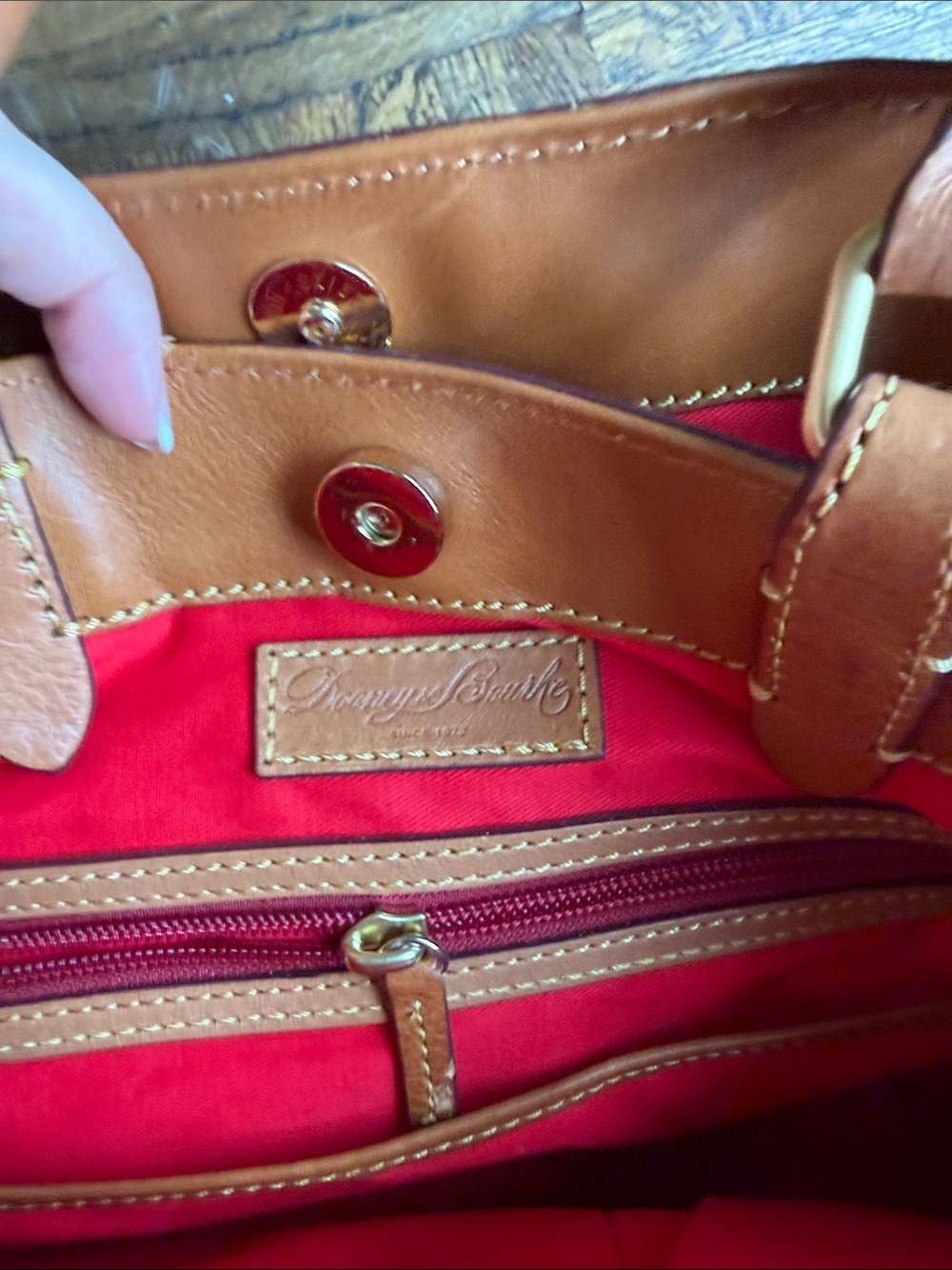 Dooney & Bourke Pebbled Leather Satchel in Tan Brown - Picture 5 of 9